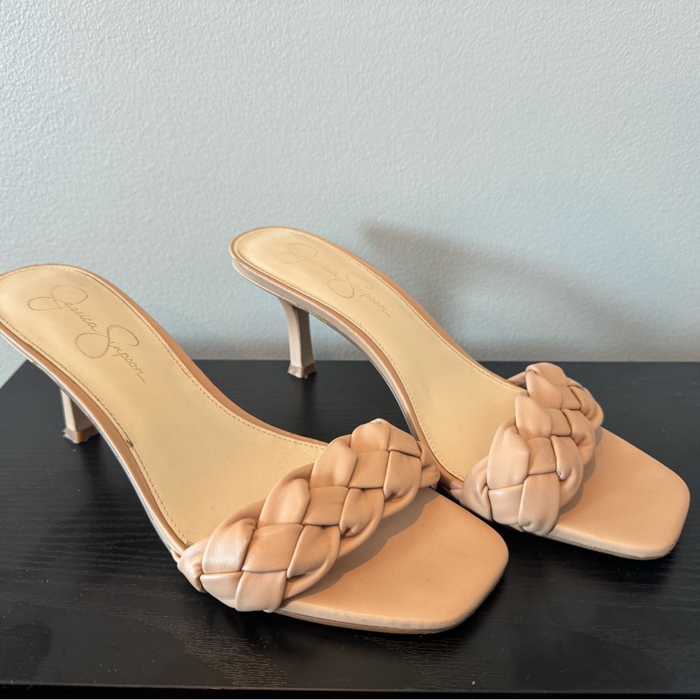Jessica Simpson Nude Braided Kitten Heels